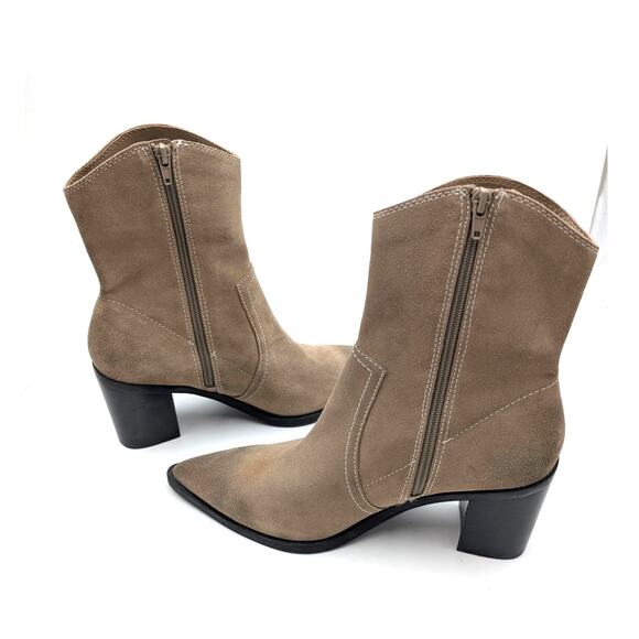 BP. Surina Western Pointed Toe Ankle Boots Side Zip Women's Tan Smoke Size 11M - Picture 5 of 10